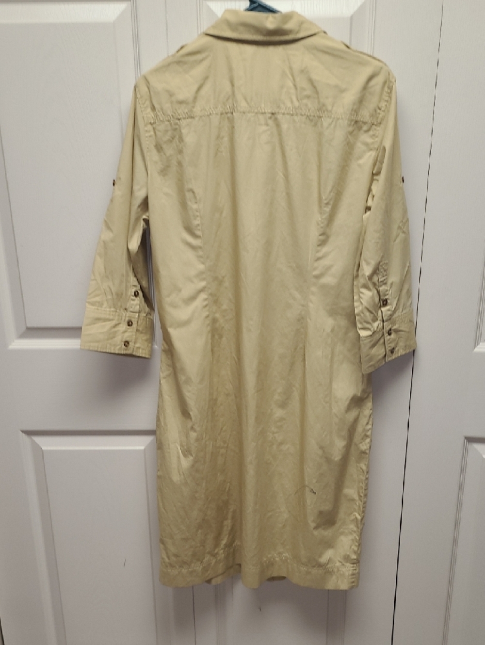 Bitten by Sarah Jessica Parker Cotton khaki Tan button down casual Shirt Dress - Picture 5 of 11
